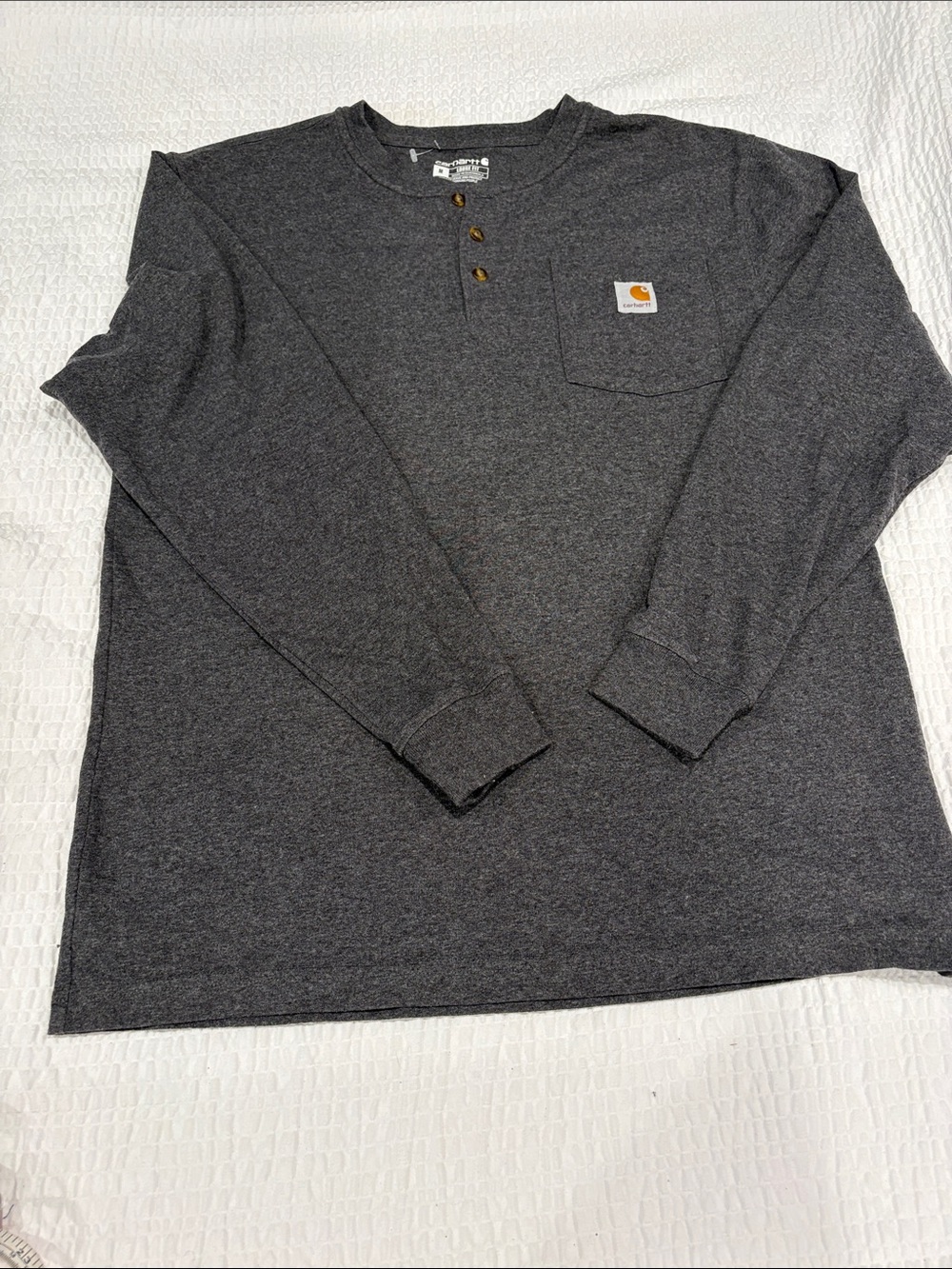 Carhartt Dark Gray Long-Sleeve Henley with Chest Pocket Loose Fit
Size M
